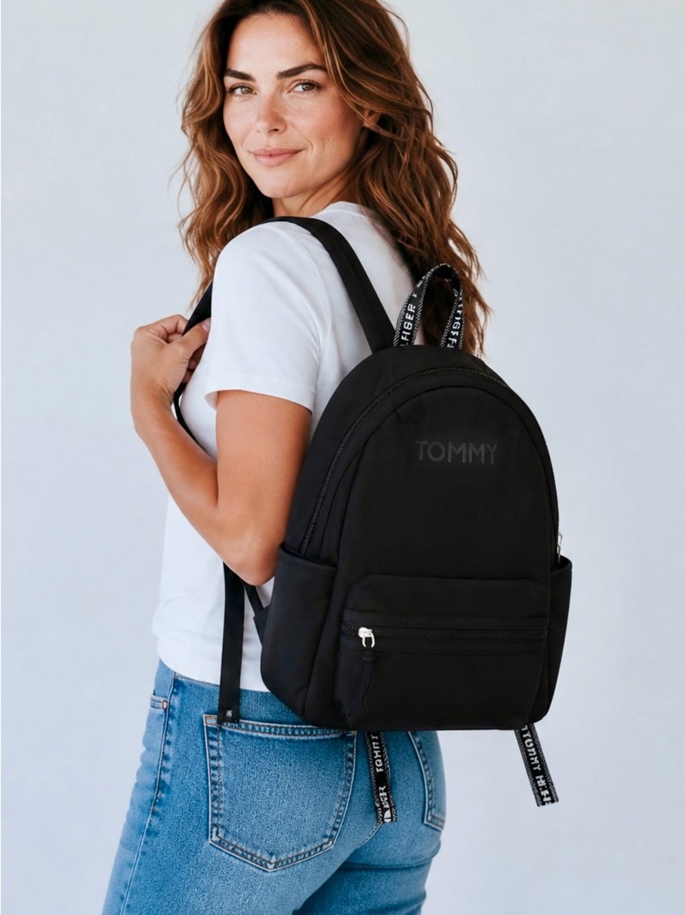 NWT Tommy Hilfiger Women Dome Black Nylon Backpack